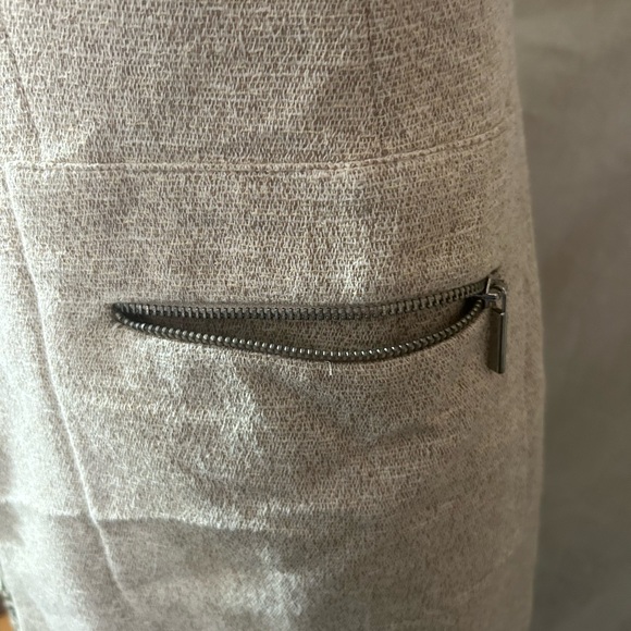 Zara Basics Collection Beige Long Zip Up Textures Blazer Jacket Women’s Small - Picture 4 of 5